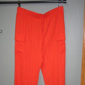 Womens 2x Wide Leg Elastic Pants Cargo Pockets- orange